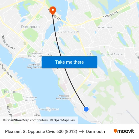 Pleasant St Opposite Civic 600 (8013) to Darmouth map