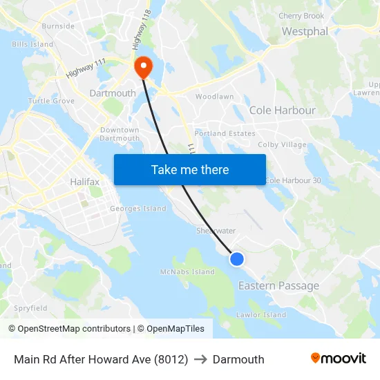 Main Rd After Howard Ave (8012) to Darmouth map