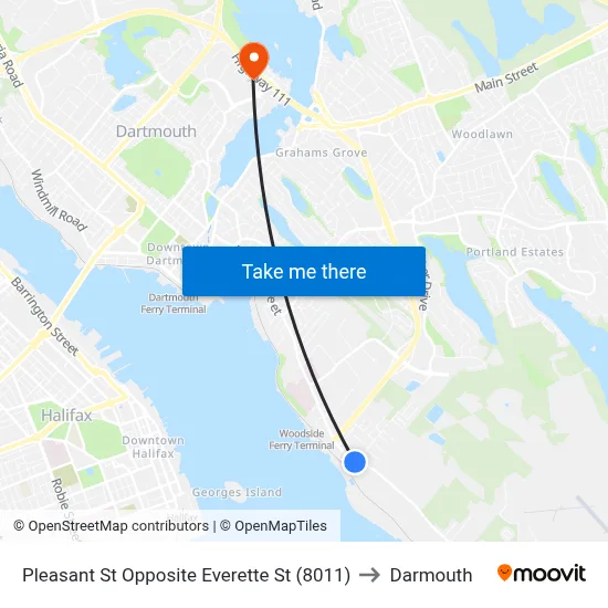 Pleasant St Opposite Everette St (8011) to Darmouth map