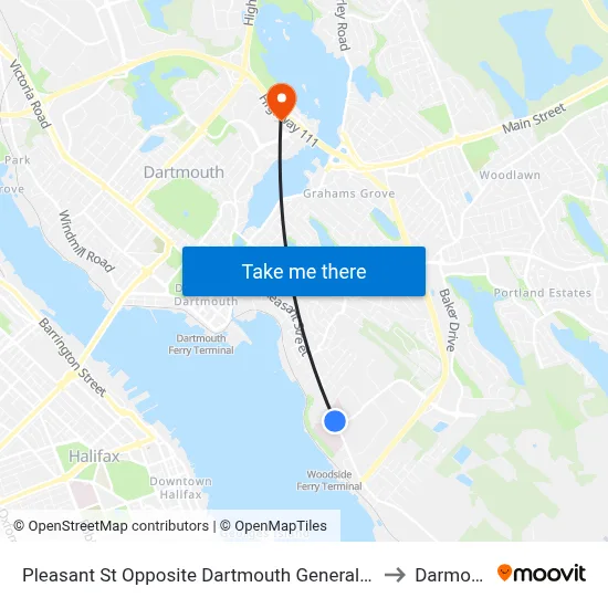 Pleasant St Opposite Dartmouth General (8010) to Darmouth map