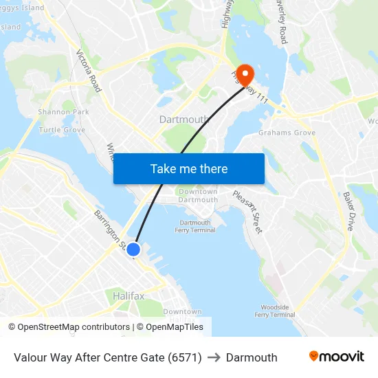 Valour Way After Centre Gate (6571) to Darmouth map