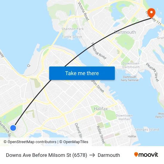 Downs Ave Before Milsom St (6578) to Darmouth map