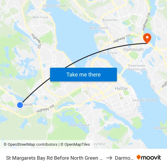 St Margarets Bay Rd Before North Green Rd (6147) to Darmouth map