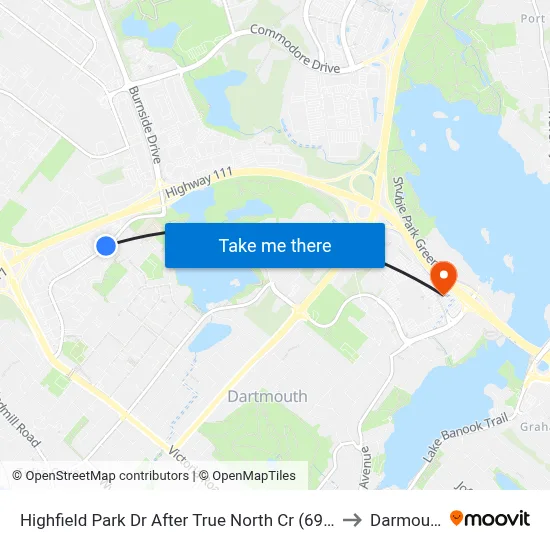 Highfield Park Dr After True North Cr (6927) to Darmouth map