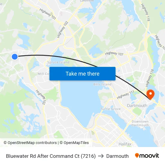 Bluewater Rd After Command Ct (7216) to Darmouth map