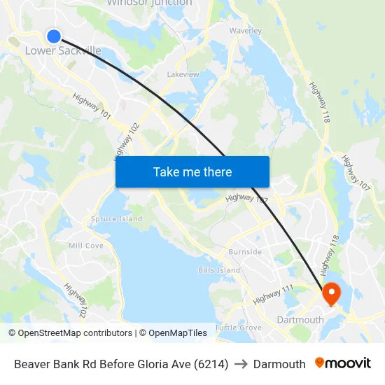 Beaver Bank Rd Before Gloria Ave (6214) to Darmouth map