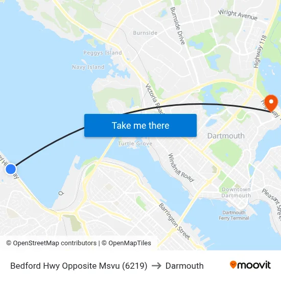 Bedford Hwy Opposite Msvu (6219) to Darmouth map