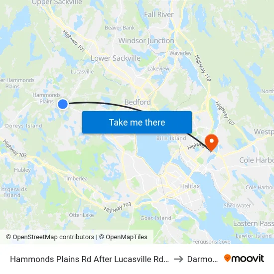Hammonds Plains Rd After Lucasville Rd (6811) to Darmouth map