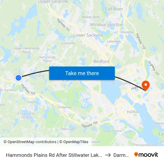 Hammonds Plains Rd After Stillwater Lake Dr (6815) to Darmouth map