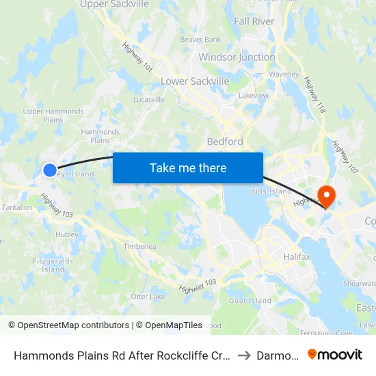 Hammonds Plains Rd After Rockcliffe Cr (6814) to Darmouth map