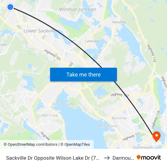 Sackville Dr Opposite Wilson Lake Dr (7324) to Darmouth map