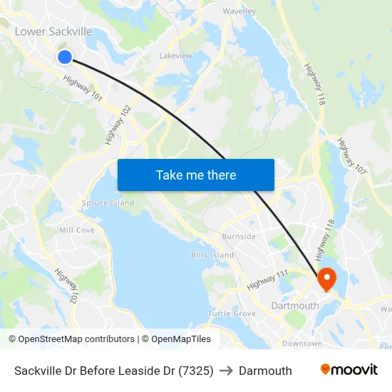 Sackville Dr Before Leaside Dr (7325) to Darmouth map