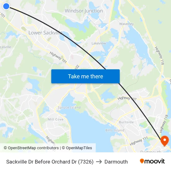 Sackville Dr Before Orchard Dr (7326) to Darmouth map