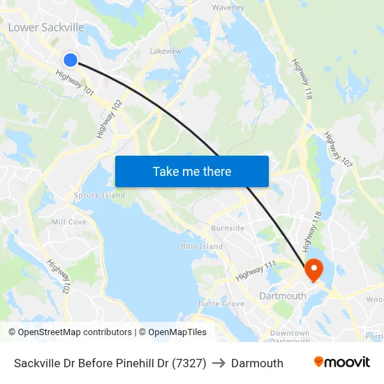 Sackville Dr Before Pinehill Dr (7327) to Darmouth map