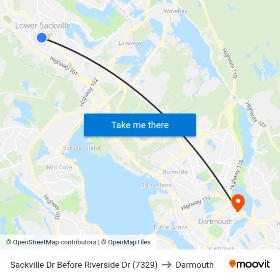 Sackville Dr Before Riverside Dr (7329) to Darmouth map