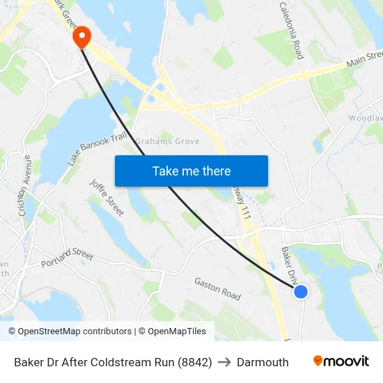Baker Dr After Coldstream Run (8842) to Darmouth map