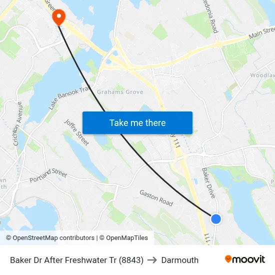 Baker Dr After Freshwater Tr (8843) to Darmouth map