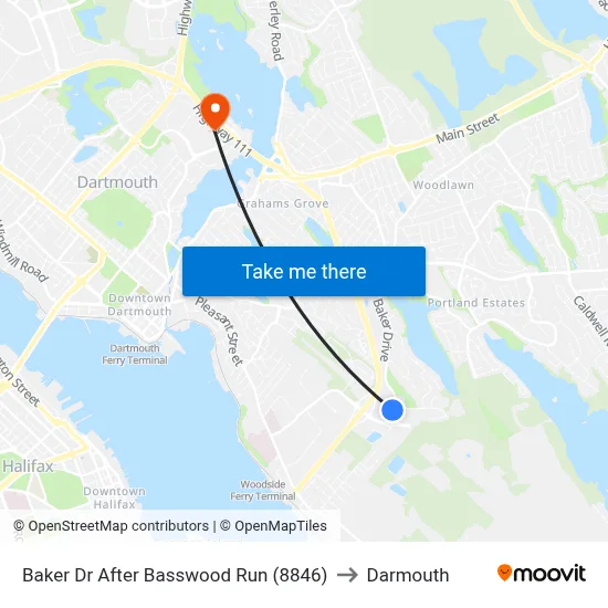 Baker Dr After Basswood Run (8846) to Darmouth map