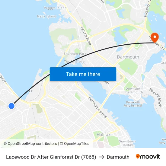 Lacewood Dr After Glenforest Dr (7068) to Darmouth map