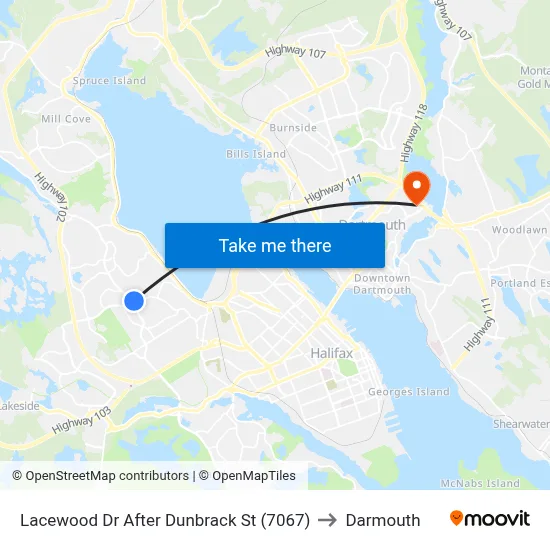 Lacewood Dr After Dunbrack St (7067) to Darmouth map