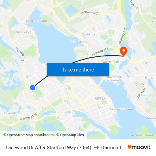 Lacewood Dr After Stratford Way (7064) to Darmouth map