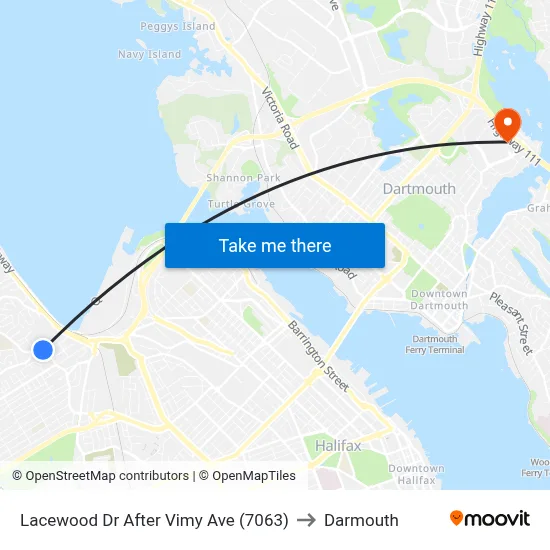 Lacewood Dr After Vimy Ave (7063) to Darmouth map
