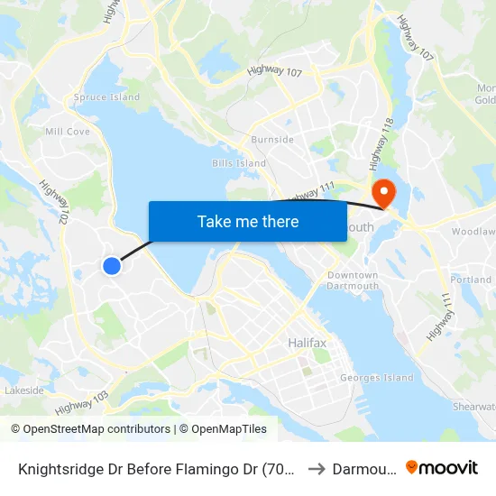 Knightsridge Dr Before Flamingo Dr (7062) to Darmouth map