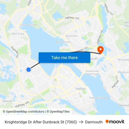 Knightsridge Dr After Dunbrack St (7060) to Darmouth map