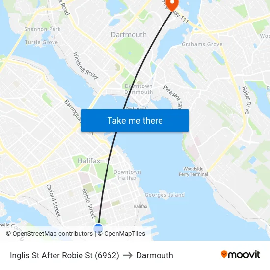 Inglis St After Robie St (6962) to Darmouth map