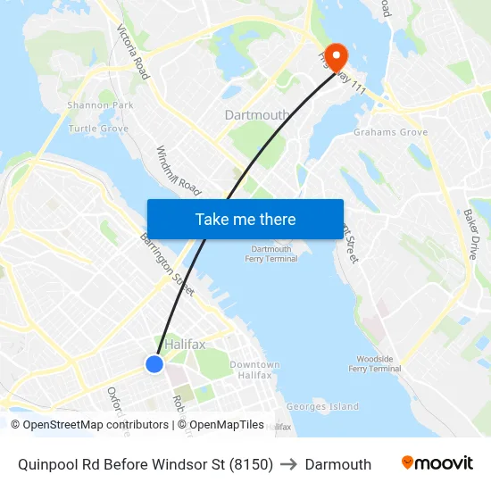 Quinpool Rd Before Windsor St (8150) to Darmouth map
