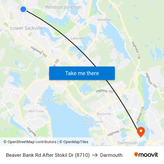 Beaver Bank Rd After Stokil Dr (8710) to Darmouth map