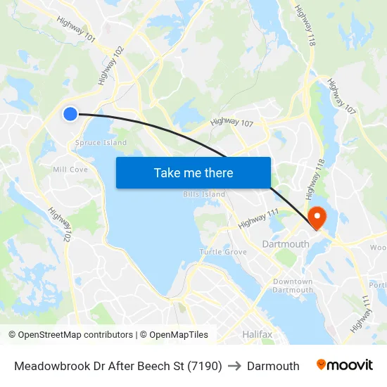 Meadowbrook Dr After Beech St (7190) to Darmouth map