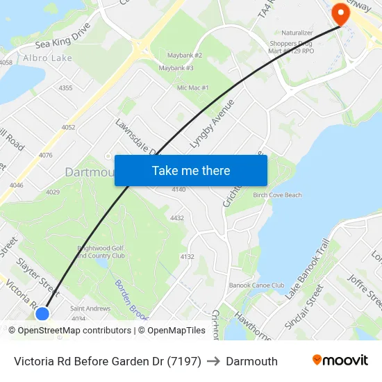 Victoria Rd Before Garden Dr (7197) to Darmouth map