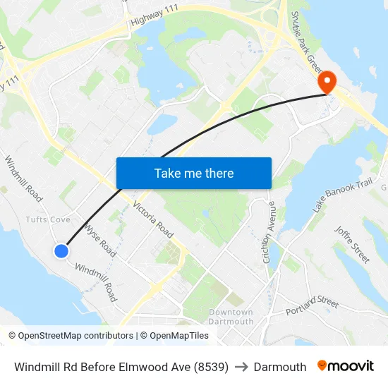 Windmill Rd Before Elmwood Ave (8539) to Darmouth map
