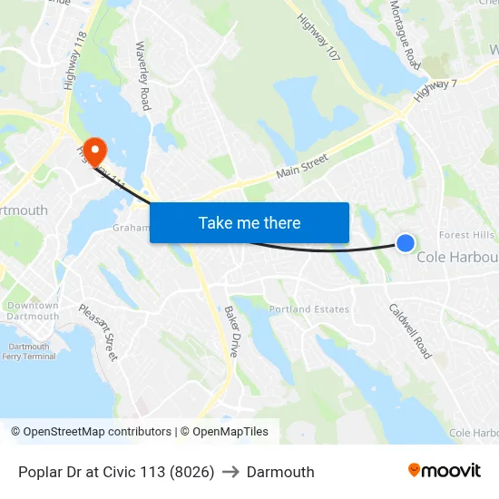 Poplar Dr at Civic 113 (8026) to Darmouth map
