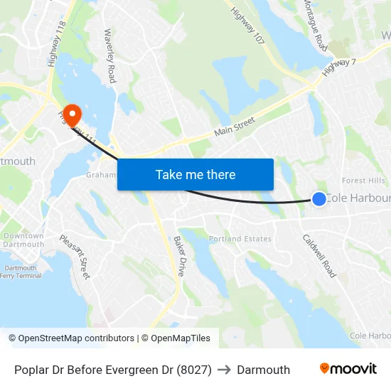 Poplar Dr Before Evergreen Dr (8027) to Darmouth map