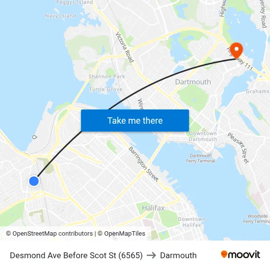 Desmond Ave Before Scot St (6565) to Darmouth map