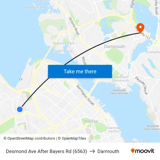 Desmond Ave After Bayers Rd (6563) to Darmouth map