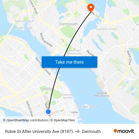 Robie St After University Ave (8187) to Darmouth map