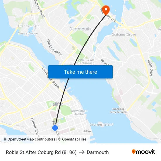 Robie St After Coburg Rd (8186) to Darmouth map