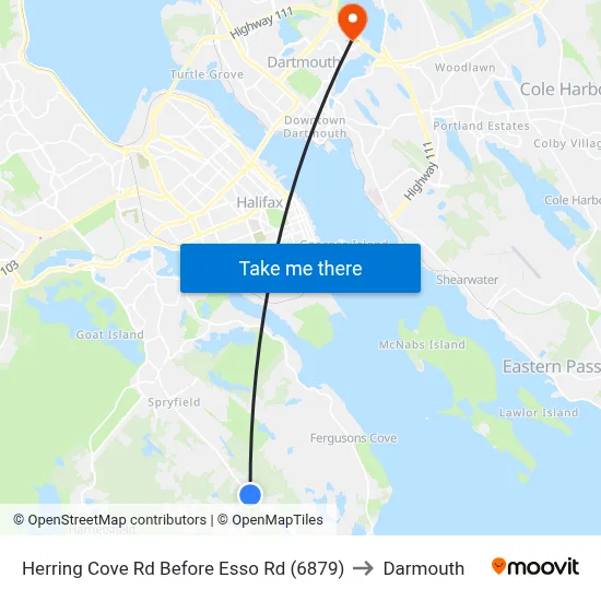 Herring Cove Rd Before Esso Rd (6879) to Darmouth map