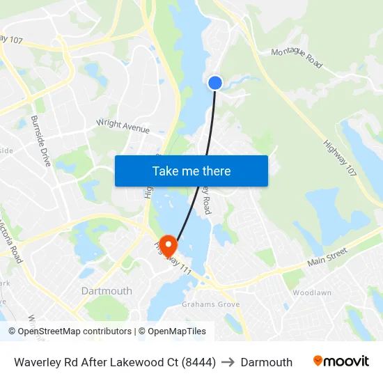 Waverley Rd After Lakewood Ct (8444) to Darmouth map