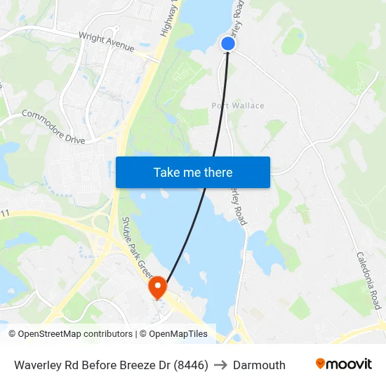 Waverley Rd Before Breeze Dr (8446) to Darmouth map