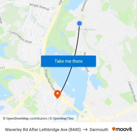 Waverley Rd After Lethbridge Ave (8440) to Darmouth map