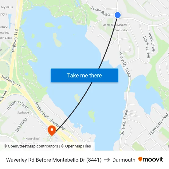 Waverley Rd Before Montebello Dr (8441) to Darmouth map
