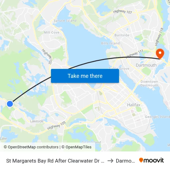 St Margarets Bay Rd After Clearwater Dr (6175) to Darmouth map