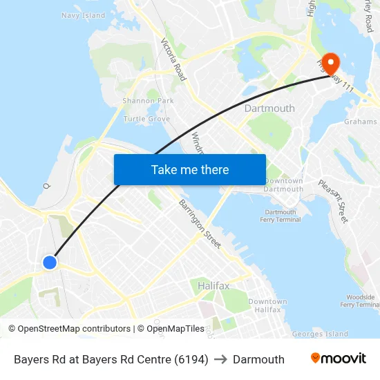 Bayers Rd at Bayers Rd Centre (6194) to Darmouth map