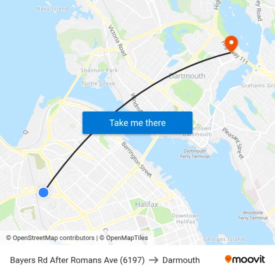 Bayers Rd After Romans Ave (6197) to Darmouth map