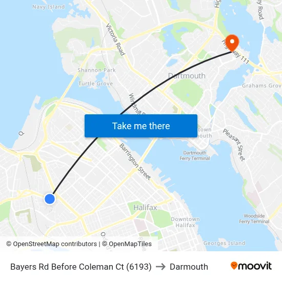Bayers Rd Before Coleman Ct (6193) to Darmouth map