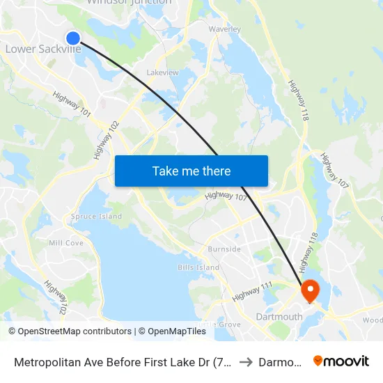 Metropolitan Ave Before First Lake Dr (7207) to Darmouth map